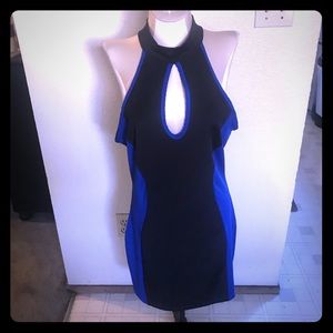 Hot clubbing disco color block halter dress sz XL